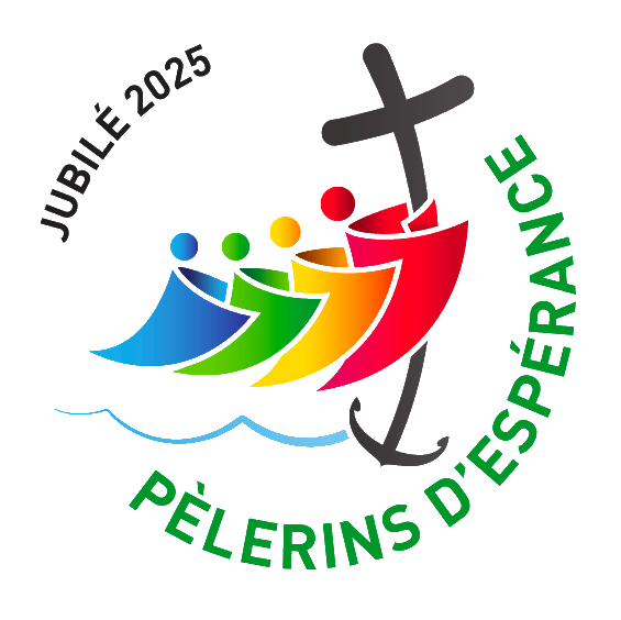 Logo illustrant le thème du Jubilé de l'an 2025 de l'Église Catholique intitulé « Pèlerins d’espérance